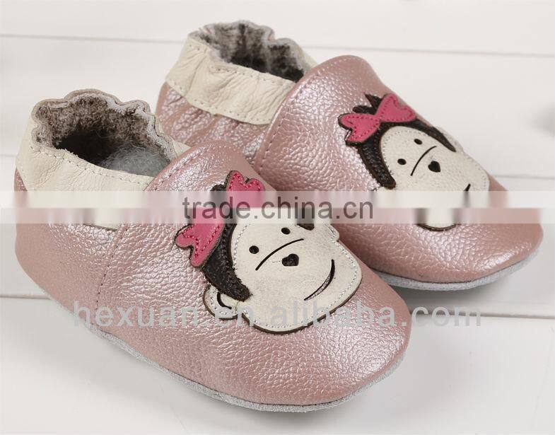 Hot selling lovely Blue leather baby shoes with Animal Designs