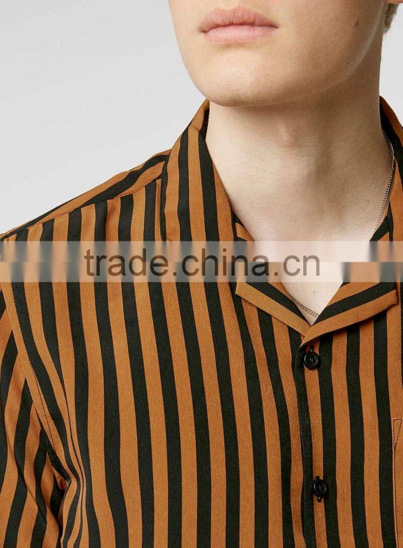 Hot selling latest shirts pattern for men,fashion bold stripe short sleeve shirts for men 2016