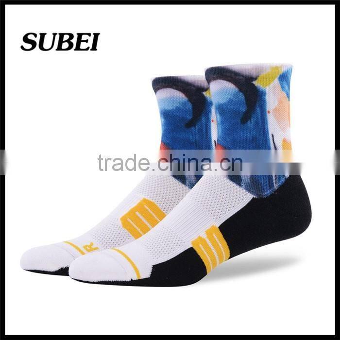 20mm/hg ankle high colorful 360 digital print man compression sport fashion sock