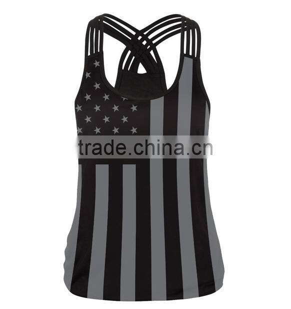2017 Fashion style women's camisole tank top American flag print on front
