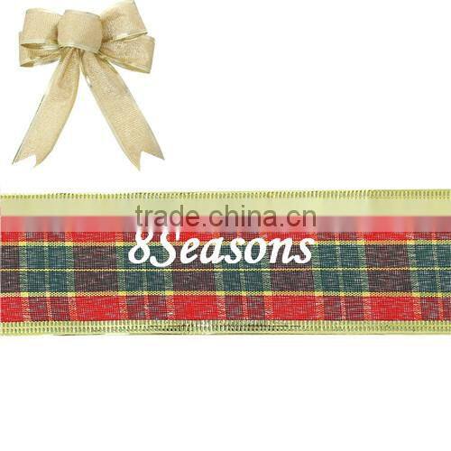 Multicolor Grid Pattern Satin Ribbon For Christmas Decoration 5.0cm