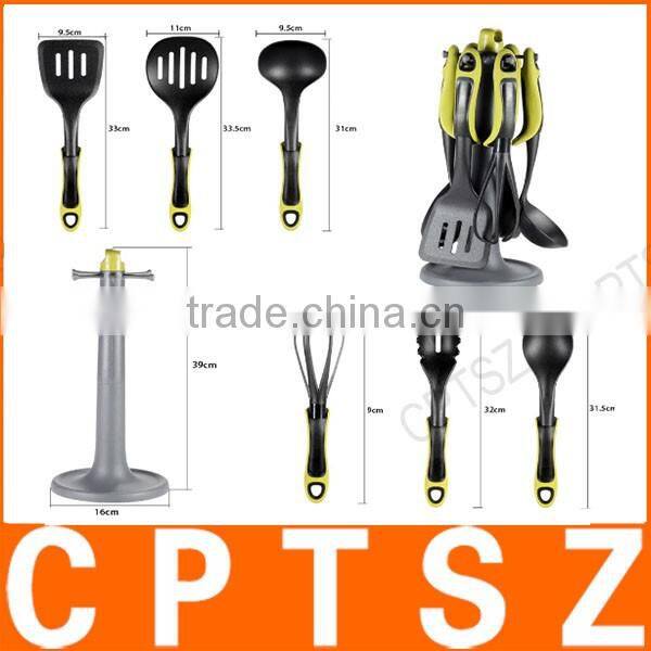 7pcs/set Essential Nylon Kitchen Utensil Set Safety Nice Ergonomic Kitchen Gadget Utensils Scald-proof Kitchenware with Stand