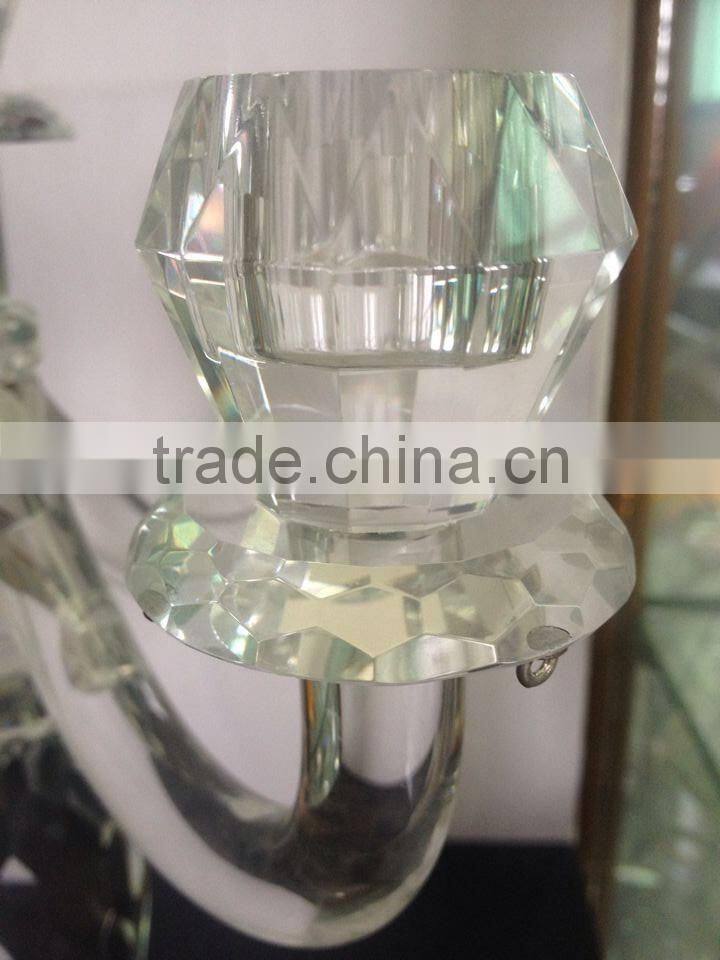 Hot Sale! Latest 34cm Multifunctional 5 Arms Crystal Candle Holder For Decoration