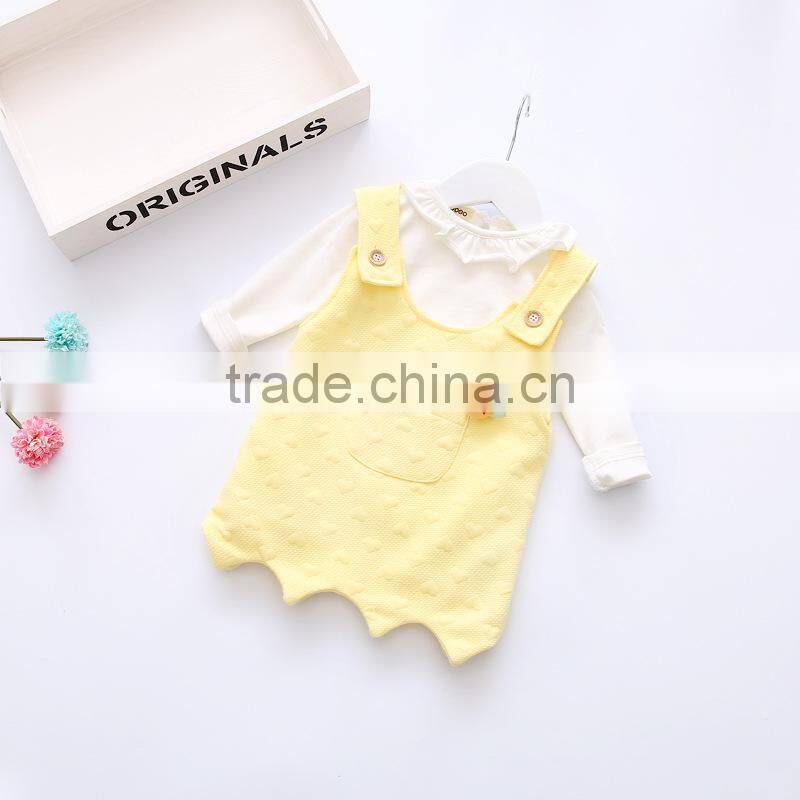 1-4 years girl autumn dress cotton red long sleeve ruffle collar belt dress for kids MHKS05