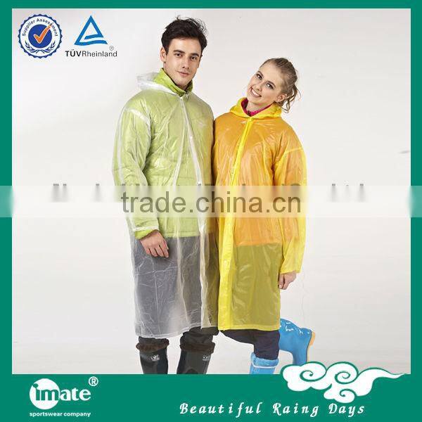 Cheap wholesale portable long hooded raincoat