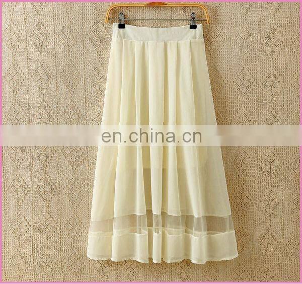 high fashion printed womens dresses chiffon patched gauze long skirt