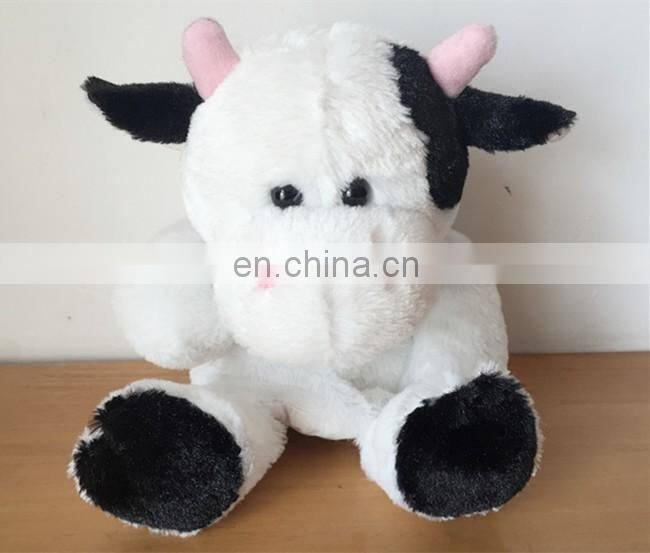 Educational kids toy custom animal cartoon character soft plush stuffed cow hand puppet