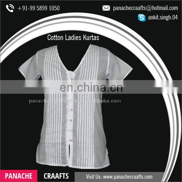 100% Cotton Summer Lucknowi Chikan Kurtis for Sale