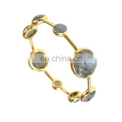 Natural Gemstone Bezel Set Four Stone Bangle/Hot sale women fashion bangle