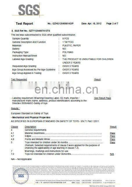 Newest temporary tattoo sticker for childrens (ZY3-1018)