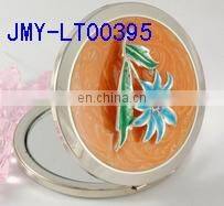 HOT silver maked up compact mirror with flower decoration