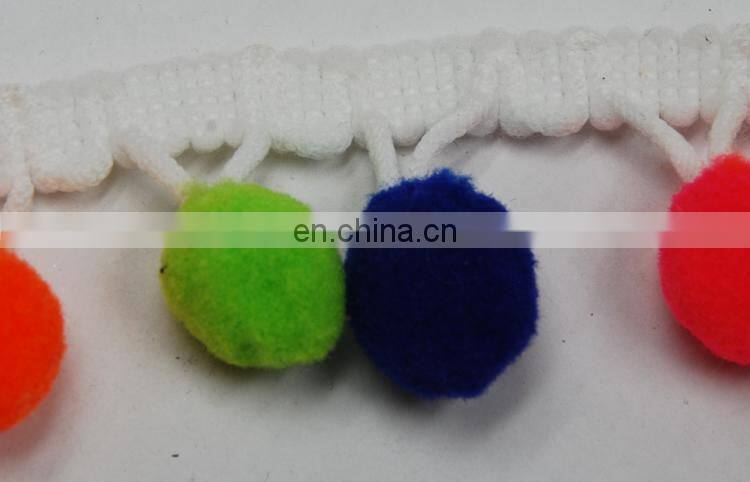 Custom cheap colorful pompom lace trimming