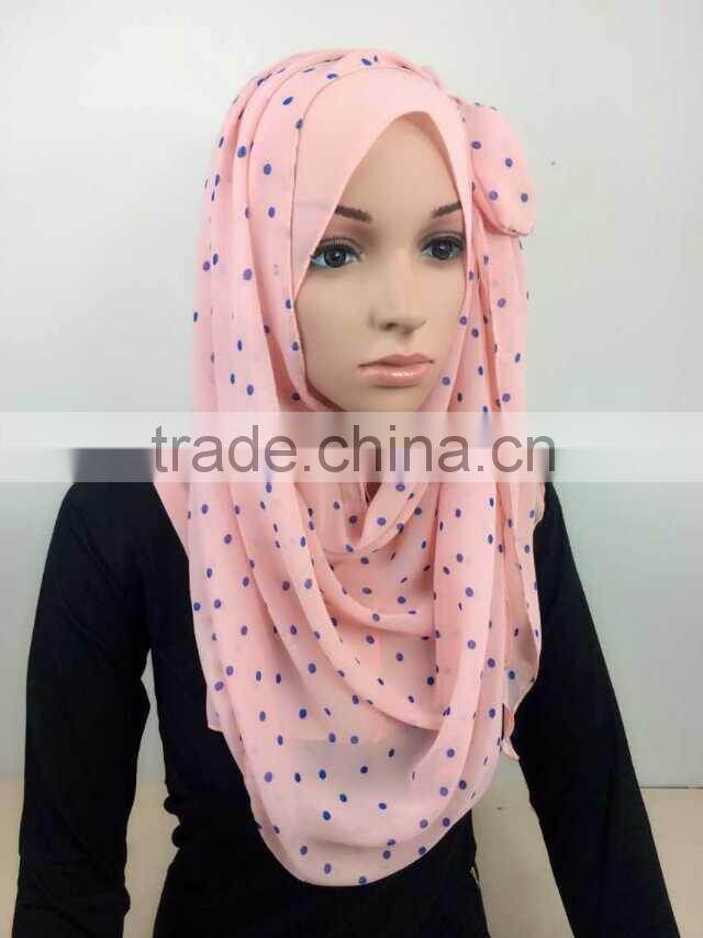 2015 Summer Two pieces chiffon bowknot muslim hijab