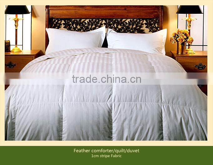 Feather duvet/stripe fabric quilt comforter/hotel bedding set