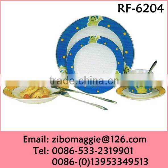 Round Shape Wholesale Porcelain Dinner Set Dinnerware with Cartoon Print for Children Made In China