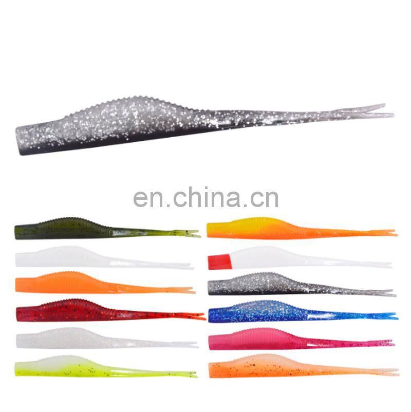 Amazon High Quality 128mm 6.5g 4pcs/bag 14 Colors Simulation Soft Bass Fishing Lure Fork Tail Soft Bait