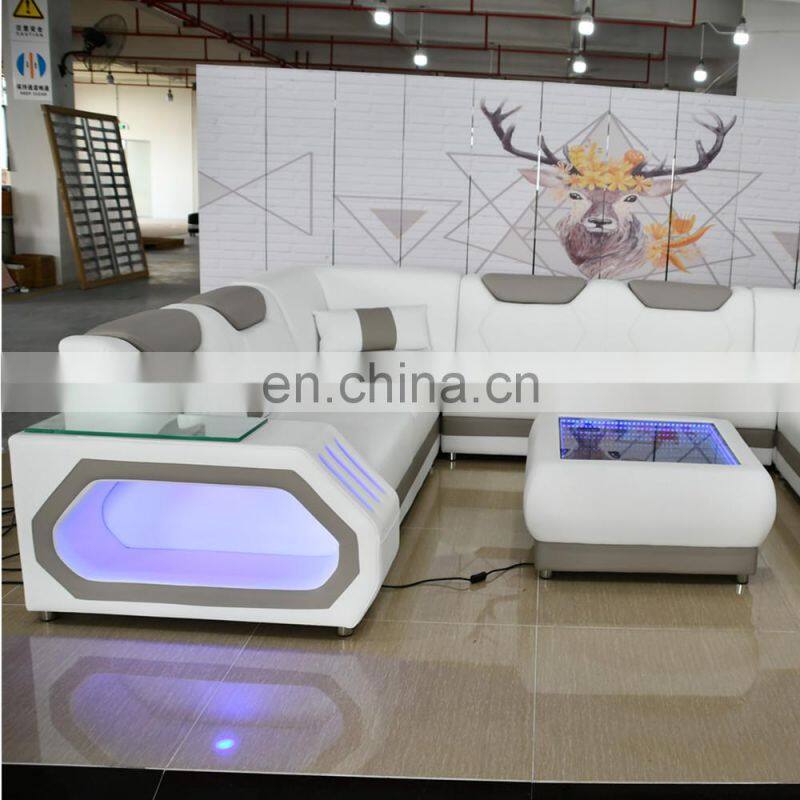 American Multi-functional living room leather sofas Sectional Sofa with LED light