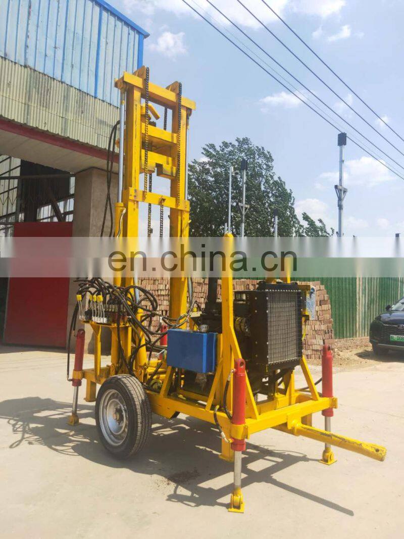 Double hydraulic water well drilling machine with mud pump and drilling bits