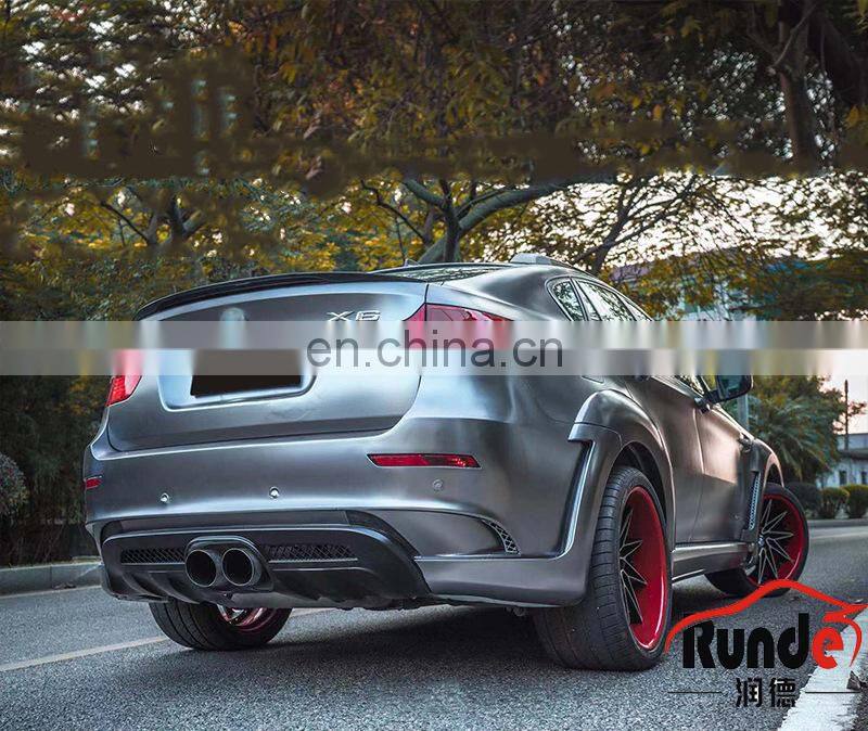 Runde Haman Style Front Bumper Grille Rear Bumper Side Skirt Rear Lip Fender Exhaust Upgrade E71 For 08-17 BMW X6 Body Kit