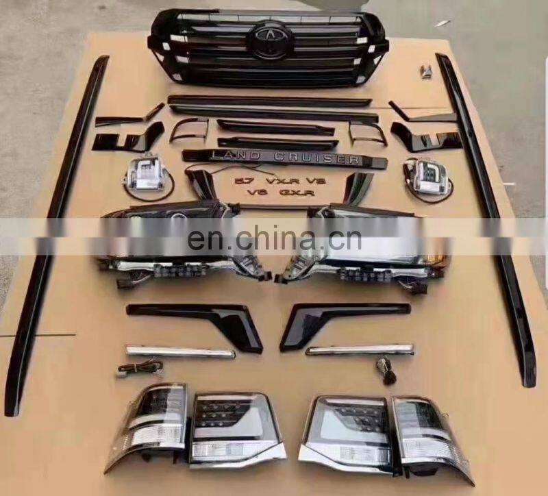 Runde PP Material For Toyota Land Cruiser Old Upgrade New Black Style Body Kit Front Rear Bumper Side Skirt Grille Headlight