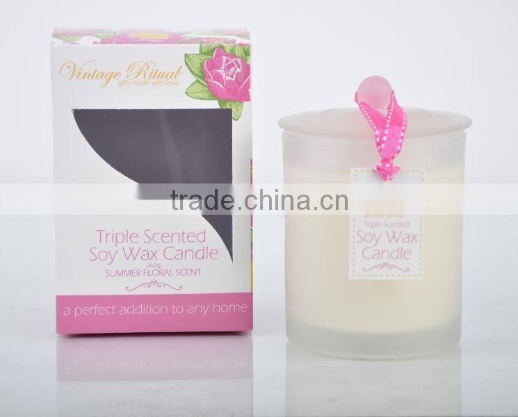 360g Scented Candle with glass Jar and lid ,Home Decorative wax candle jar SA-2085