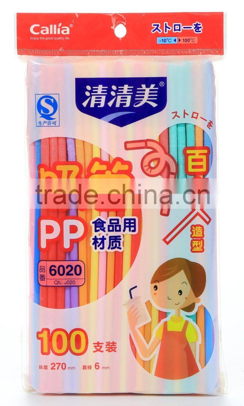 Disposable colorful plastic flexible drinking straw with hot selling and high quality