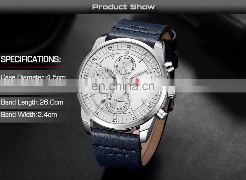 Naviforce 9148 Hot Sale Quartz Movement Wrist Watch Leather Waterproof Chronograph Watch Designer Mens Top Luxury Watches