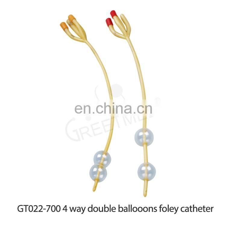 Custom made 3 4 way double balloon latex foley catheter