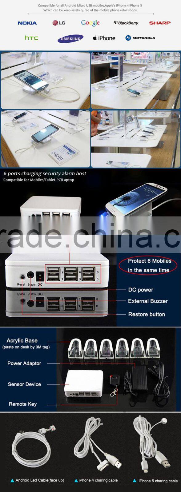 security display stand for cell phone,mobile phone anti theft alarm,iPhone security display holder