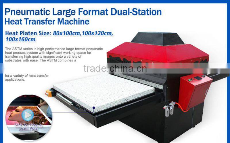 pneumatic Large format 80x100cm,100x120cm, 100x160cm wholesale t shirt heat transfer machine