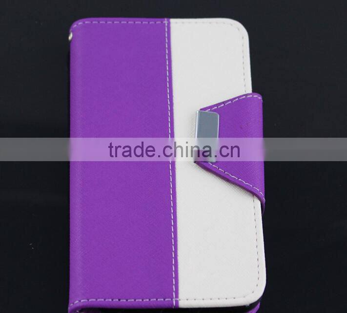two color Flip Wallet Leather Mobile Phone Case Cover samsung S6 with hand strap