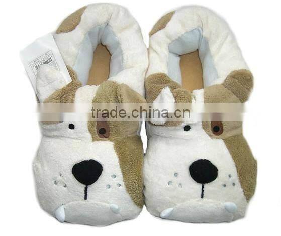 cute design plush dog shoes/plush slipper/plush animal shoes