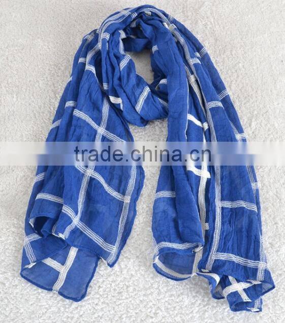 Wholesale Spring Plaid Checked Embroidery Cotton Shawl Scarf