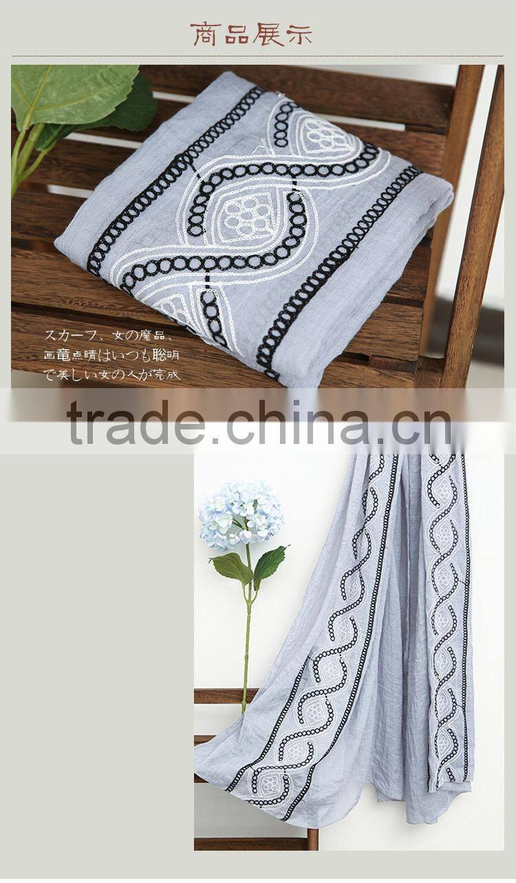 New Design Maxi Long Soft Viscose Embroidery Women Muslim Scarf