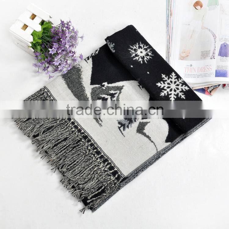 Best Selling FashionJacquard Snow Pattern Women Winter Wool Scarf