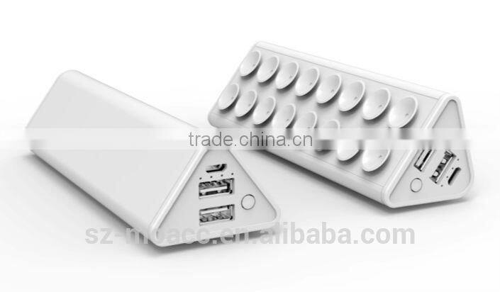 New Hot Real Capacity 10000mAh usb power bank with sucker and stand function for mobile and tablets
