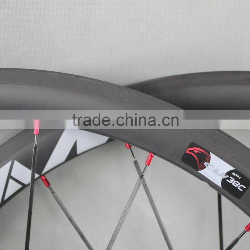 700C carbon wheels clincher road carbon rims 21mm width bicycle wheelset with titanium quick release 38C