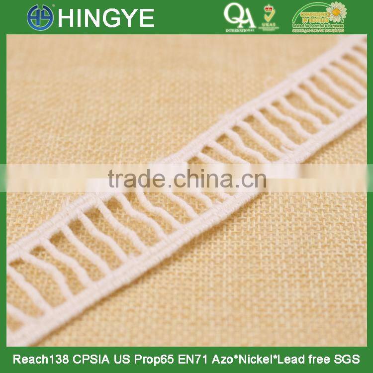Hot selling off white 100% cotton ladder lace for clothing decoration H1551-3