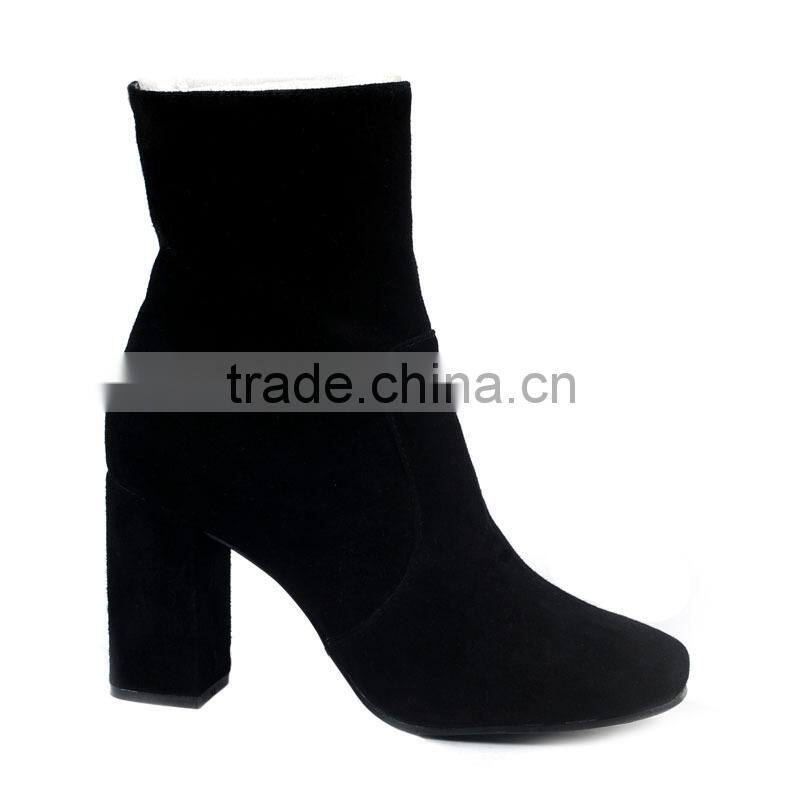 Not Genuine Leather Women's warm boots Factory Female High quality PU leather Fashion high-heeled Ankle boots lady