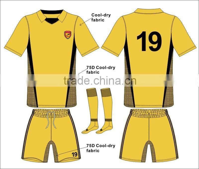 latest design custom yellow soccer jersey uniform set