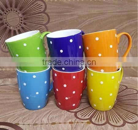 10 oz blue glazed belly shape hand painting ceramic mug