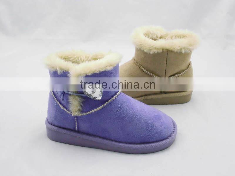 Hot sales button girls warm winter snow boots