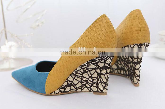 New design pointed toe platform wedge heel women shoes