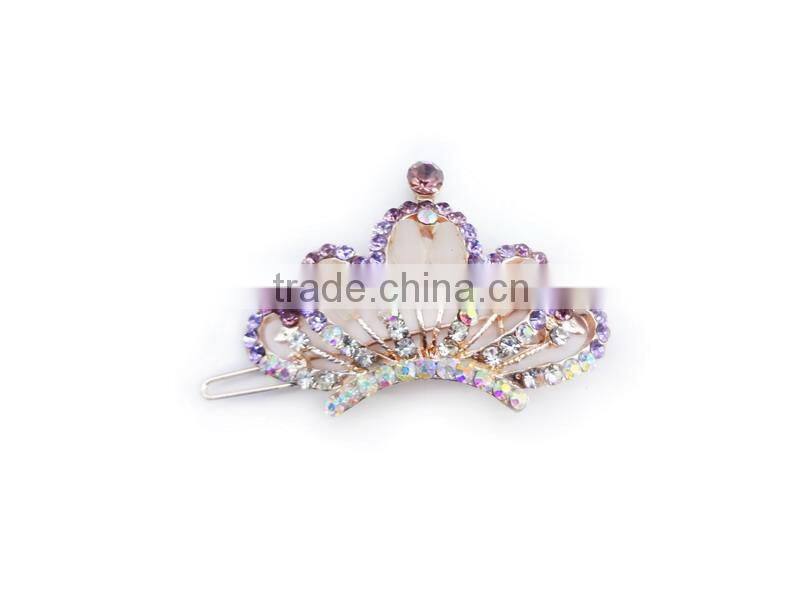 Bling Crown Decorated Stones Hair Pin For Woman