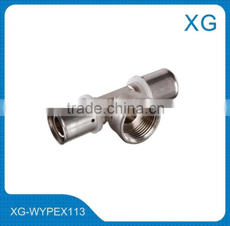 Brass sleeve screw fittings male female tee/compression fittings for PE/AL/PE pipes