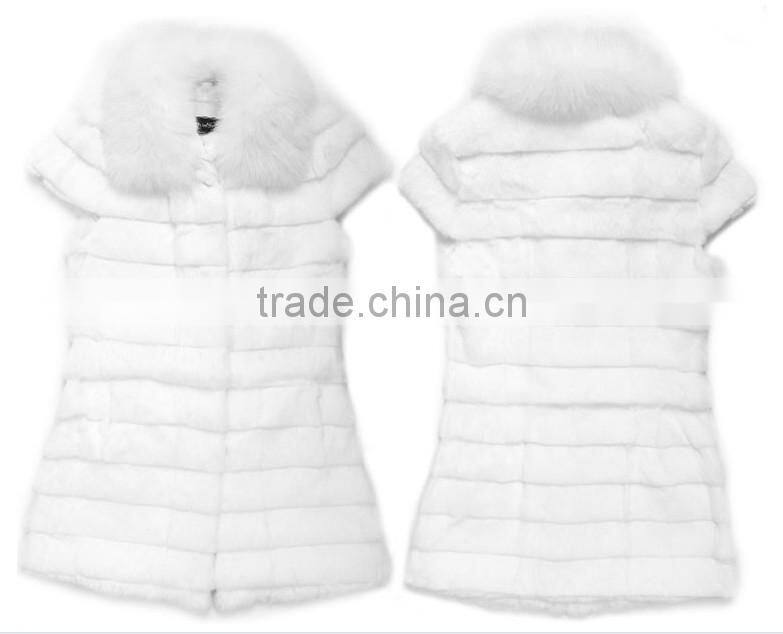 rex14057 new style fashion women rabbit fur vest white