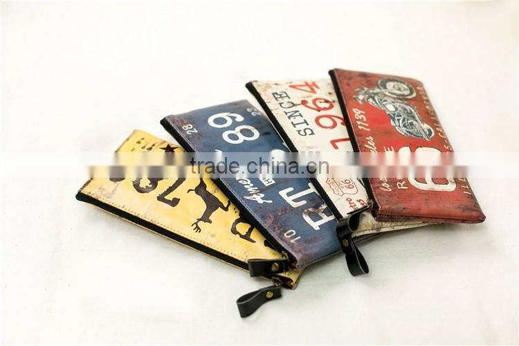 Vintage and retro printing PU pencil case pen pouch