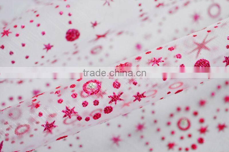 Polyester Organza Printed Fabric Snow man Design 237