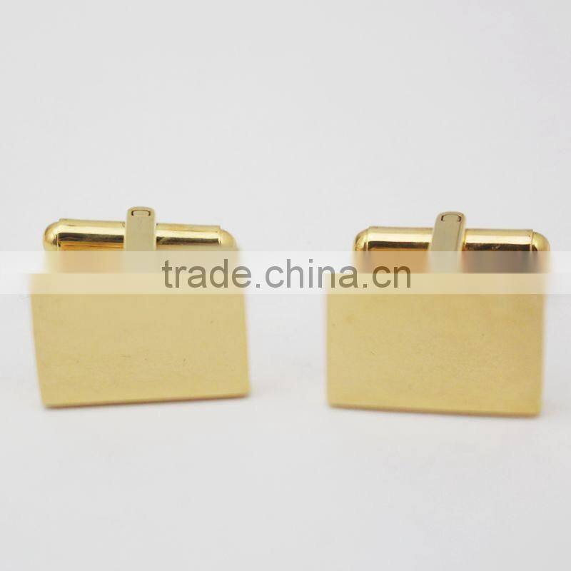 Factory Customize Gold Plating Rectangle Cufflink with Logo