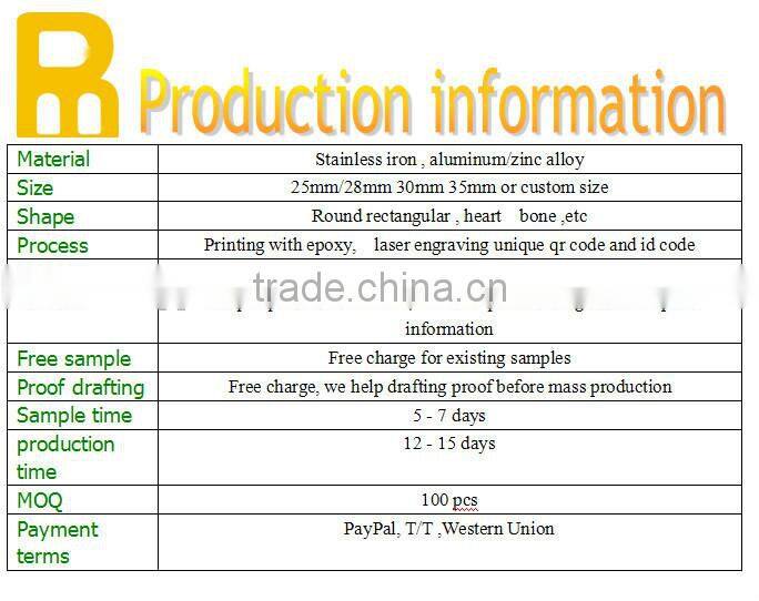 Round Custom LOGO Anodized aluminum QR code laser dog tags/pet ID tags